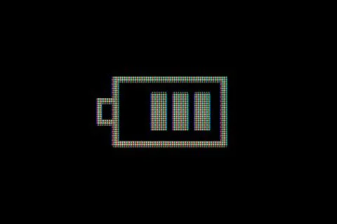 Battery level indicator with tree bars - most of a charge - macro, close up Stock Illustration