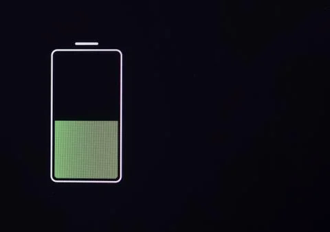 Battery level on the portable device closeup 스톡 일러스트