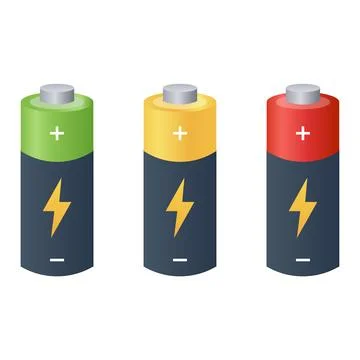 Battery level set full medium low icons. vector illustration Stock Illustration