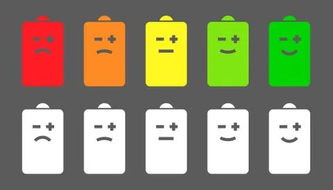 Battery level smiley icons Stock Illustration