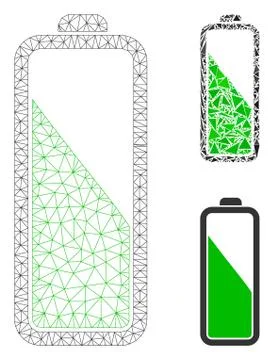 Battery Level Vector Mesh Network Model and Triangle Mosaic Icon イラスト素材