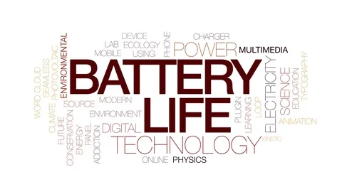 Battery life animated word cloud. Kinetic typography. Stock Footage 113531898