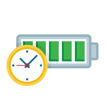 Battery life, clock icon Illustrazione stock