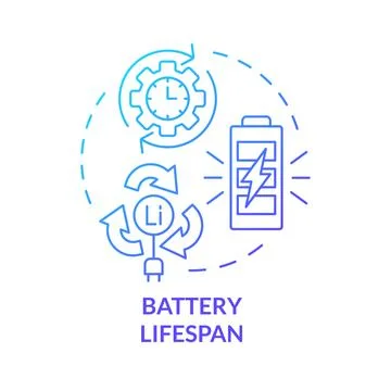 Battery lifespan blue gradient concept icon Illustrazione stock