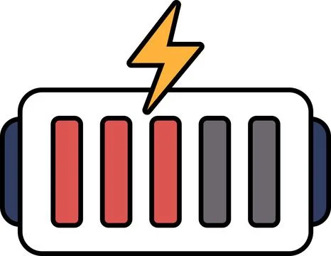 A battery with a lightning bolt on it Stock Illustration