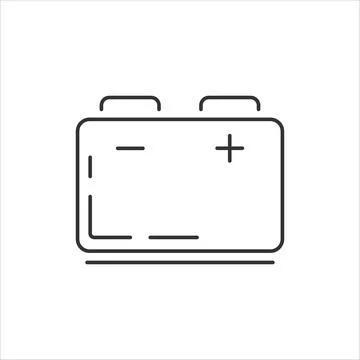 Battery line icon on white background. Vector Illustration. Illustrazione stock