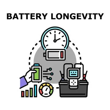 Battery longevity concept illustrating power duration and effective testing Stock Illustration