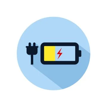 Battery low charging icon vector, Charging battery illustration, power batter Stock Illustration