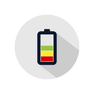 Battery low charging icon vector, Battery charged illustration, power battery Stock Illustration