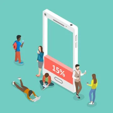 Battery low flat isometric vector concept. Stock Illustration