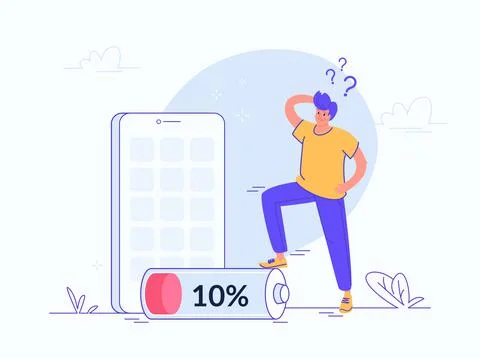 Battery low notification on mobile smartphone Stock-Illustration