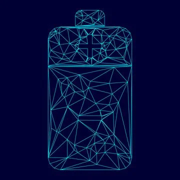 Battery low poly triangulation triangulated polygonal electric cyan blue vibr Ilustración de archivo