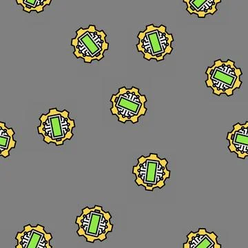 Battery management energy vector seamless pattern Stock Illustration