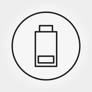 Battery with minimum charge. Icon. Line. A Stock Illustration