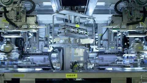 Battery Module Production Factory Robotic Assembl Stock Footage 341233906