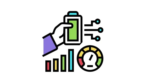 Battery optimize color icon animation Stock Footage 164054435