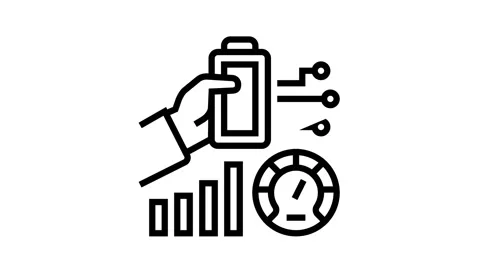 Battery optimize line icon animation Stock Footage 164207851