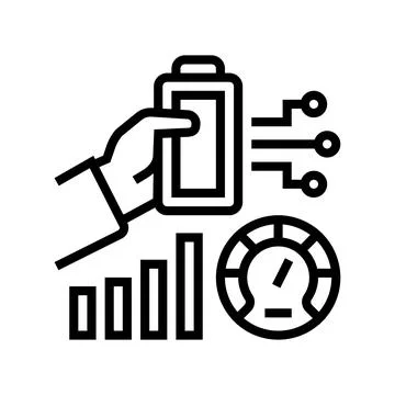 Battery optimize line icon vector illustration 库存插图