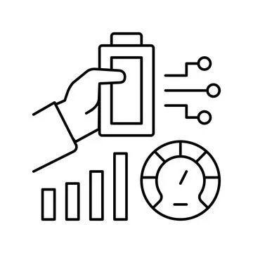 Battery optimize line icon vector illustration 库存插图