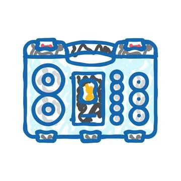 Battery organizer garage tool icon doodle illustration Stock Illustration
