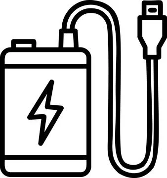 Battery Pack Cable Supply Line Icon Stock Illustration