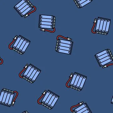 Battery pack energy storage vector seamless pattern Illustrazione stock