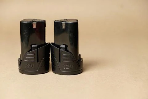 Battery packs for cordless drill in a practical tool case for home repairs Stock Photos