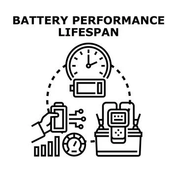 Battery performance lifespan testing and optimization Stock Illustration