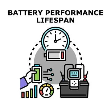 Battery performance lifespan testing and optimization Stock Illustration