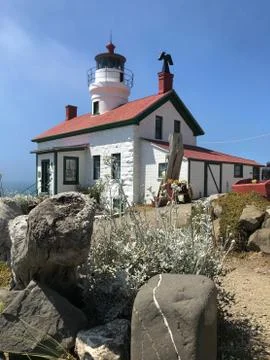 Battery Point lighthouse front view Stock Photos