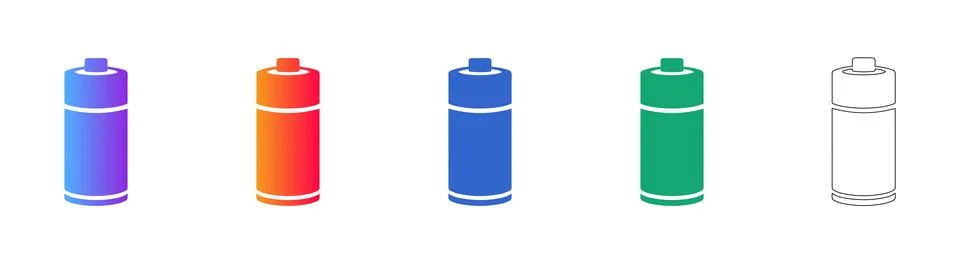 Battery Power Icon Set in Multiple Styles Stock Illustration