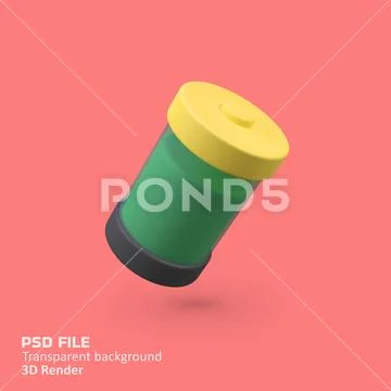 Battery power isolated 3d render icon illustration PSD Template