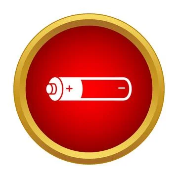 Battery power level indicator in red circle Stock Illustration