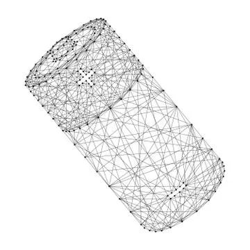 Battery power supply element from abstract futuristic polygonal black lines Illustrazione stock