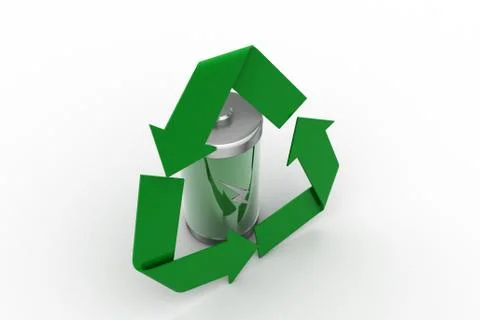 Battery with recycle icon Free Stock Illustration