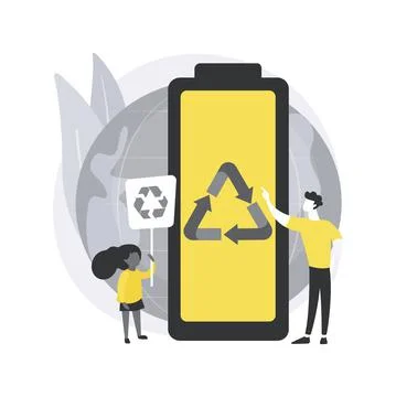 Battery recycling abstract concept vector illustration. Stock Illustration
