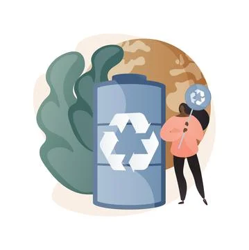 Battery recycling abstract concept vector illustration. Stock Illustration
