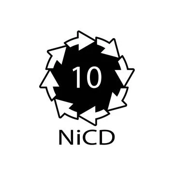 Battery recycling code 10 NiCD . Vector illustration Stock Illustration