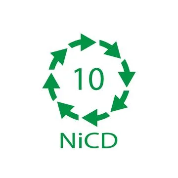 Battery recycling code 10 NiCD . Vector illustration Stock Illustration