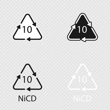 Battery recycling code 10 NiCD set. Vector illustration Stock Illustration