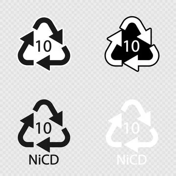 Battery recycling code 10 NiCD set. Stock-Illustration