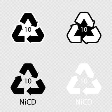 Battery recycling code 10 NiCD set. Stock Illustration