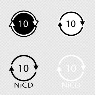 Battery recycling code 10 NiCD set. Stock Illustration