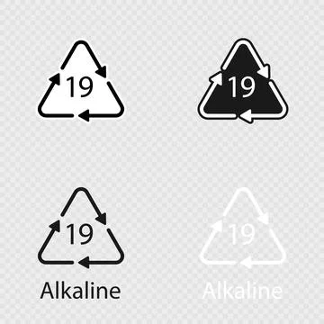 Battery recycling code Alkaline 19 set. Vector illustration Stock Illustration