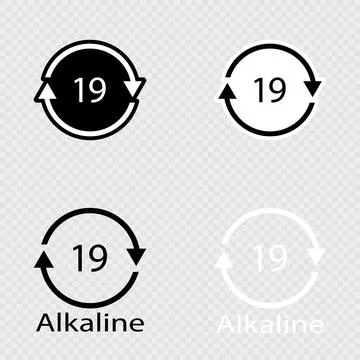 Battery recycling code Alkaline 19 set. Stock Illustration