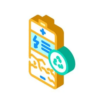 Battery recycling e waste pollution isometric icon vector illustration Stock Illustration