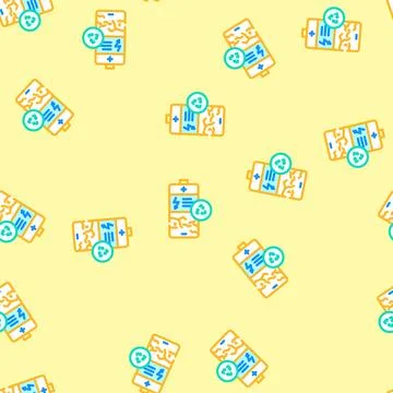 Battery recycling e waste pollution vector seamless pattern Stockillustratie
