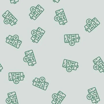 Battery recycling e waste pollution line vector seamless pattern Stock Illustration