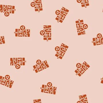 Battery recycling e waste pollution glyph vector seamless pattern Illustrazione stock