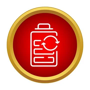 Battery recycling loop icon representing renewable energy Stock Illustration